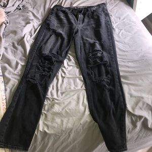 American Eagle Black Ripped Mom jeans